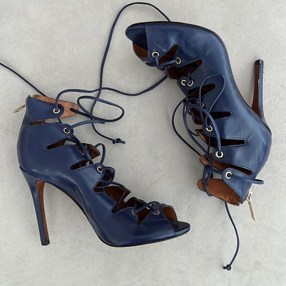 Schultz Navy Lace Up Heels - Picture 1 of 4